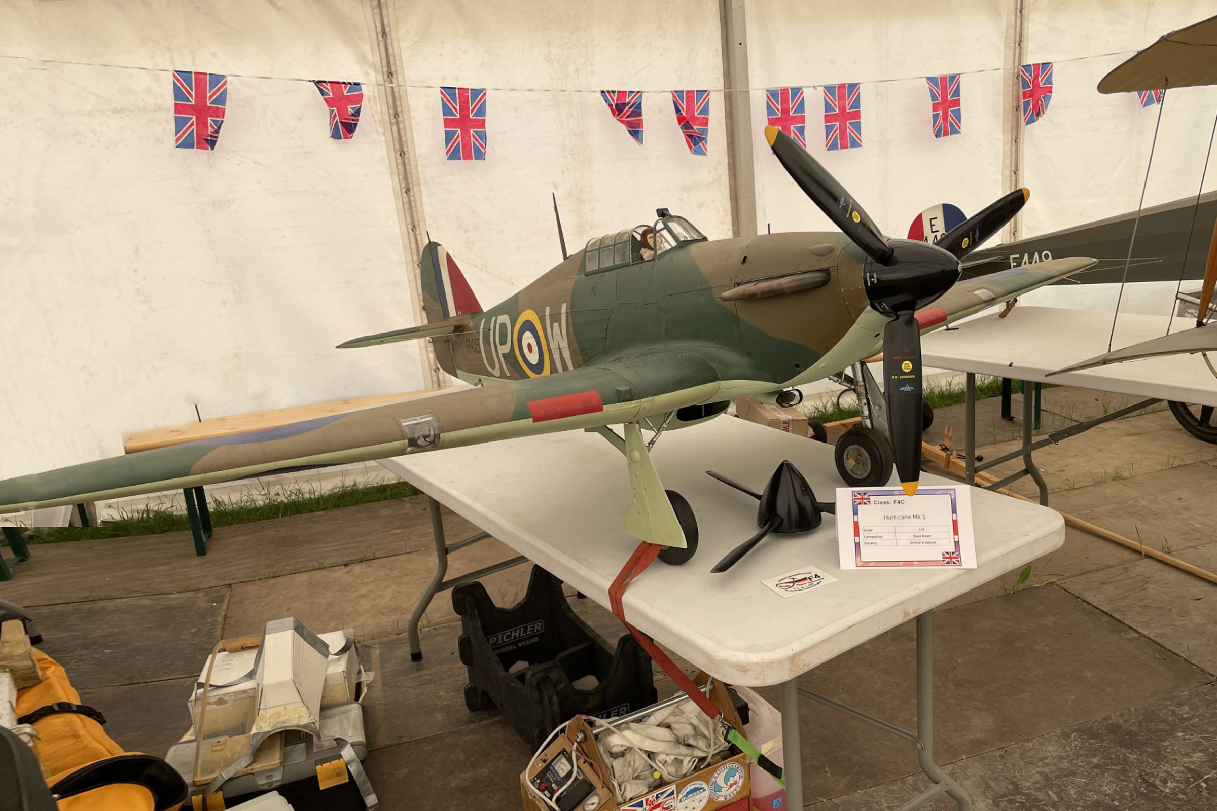 F4C Hurricane Mk 1 Dave Knott UK placed 37th.  Dave also flew a different Hurricane in F4H and came 5th in that discipline. Bryan Lea photo World Scale Championships Buckminster 2026.