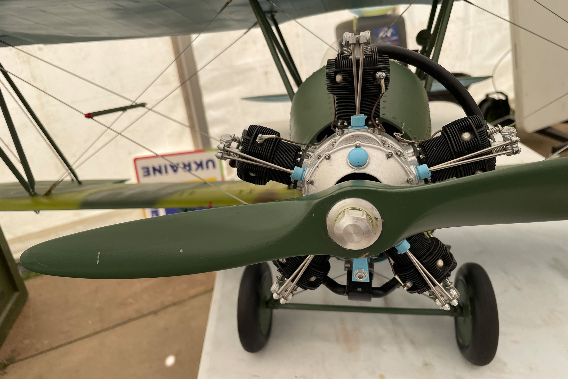 Bryan Lea  photo Polikarpov PO2 engine detail by a Ukrainian modeller. Do zoom in to see how unbelievable his craftsmanship is! World Scale Championships Buckminster 2026.
